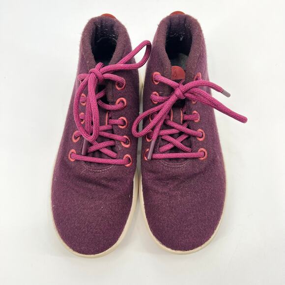 Allbirds Burgundy Hi-Top Wool Runner-Up Sneakers Women's Size 9 - Picture 3 of 7